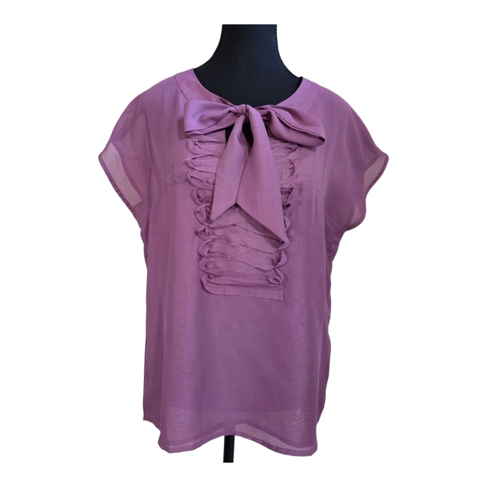 Fresh Mauve Blouse With Front Tie Size L
